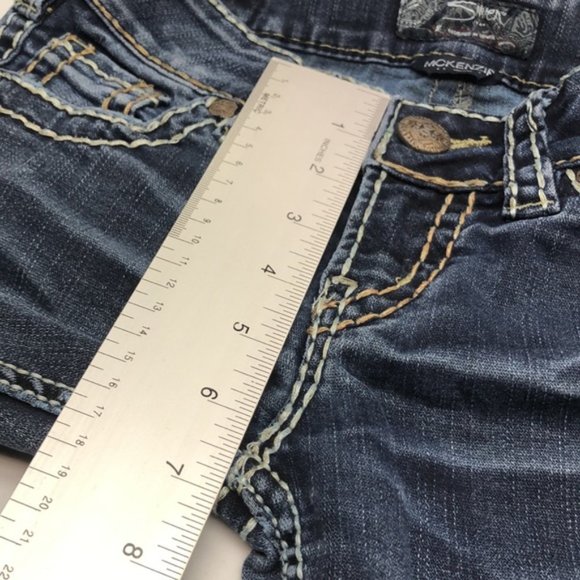 VINTAGE SILVER MCKENZIE JEANS SLIMCUT 26x34 DECORATED FLAP POCKET !! 😎 - Picture 9 of 16